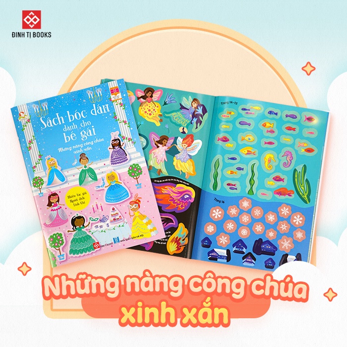 Sách - Sách bóc dán dành cho bé gái - Những nàng công chúa xinh xắn - Dán hình cho bé gái 3 - 9 tuổi