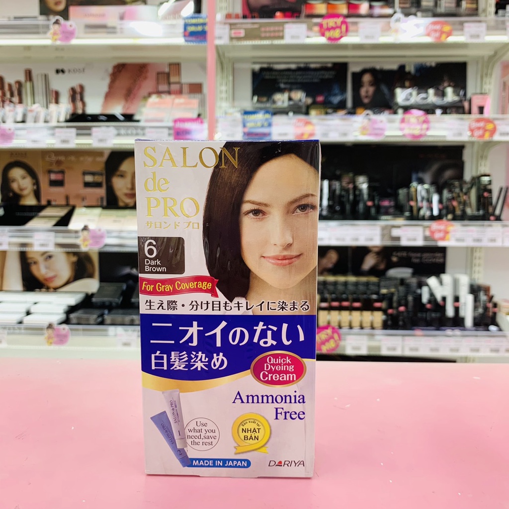 Thuốc Nhuộm Tóc Phủ Bạc không mùi Dariya Salon de Pro Quick Dyeing Cream 100% Japan