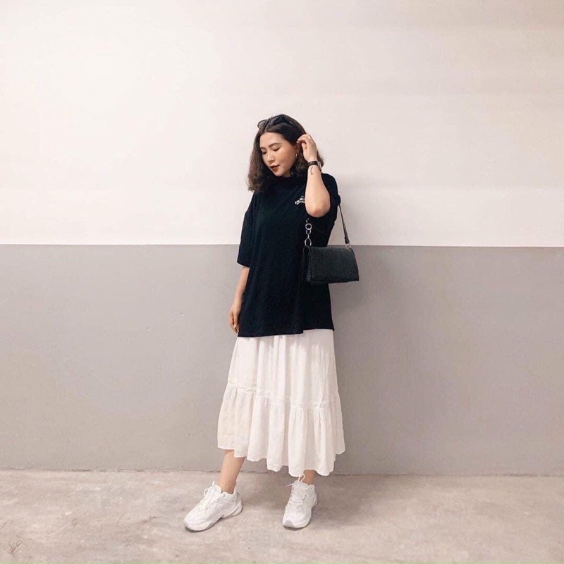 Chân váy dài xếp ly, Váy vintage tiểu thư dáng dài voan 2 lớp | BigBuy360 - bigbuy360.vn