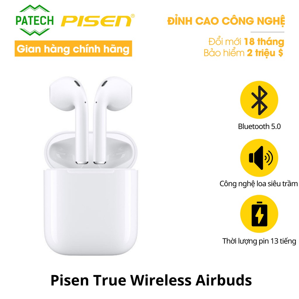 [Mã ELMALL300 giảm 7% đơn 500K] Tai nghe Pisen không dây True Wireless Airbuds - Hàng Chính Hãng