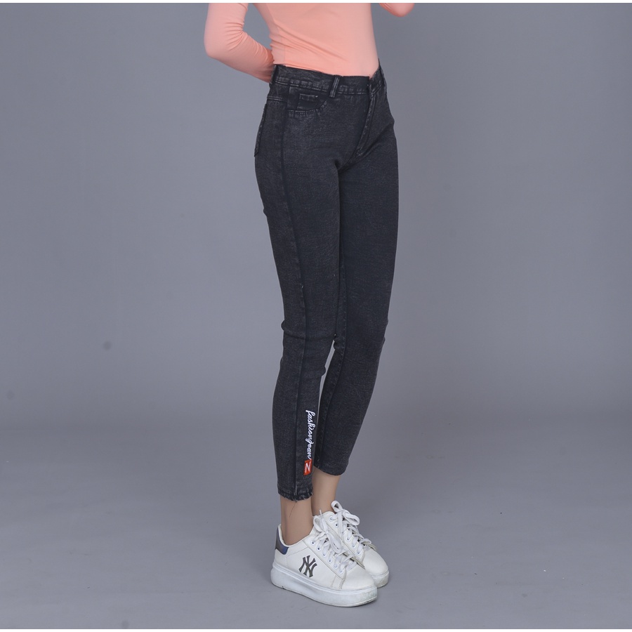 Quần dài nữ kaki giả jean ôm co giản thiêu chữ fakingshion thời trang xuân hè thời trang công sở Kkw09