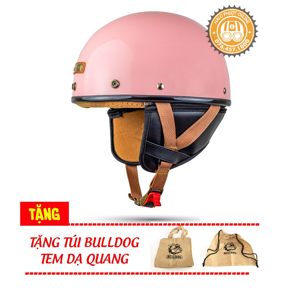 Nón bảo hiểm Bulldog PUG Hồng (tặng túi Bulldog, tem phản quang)