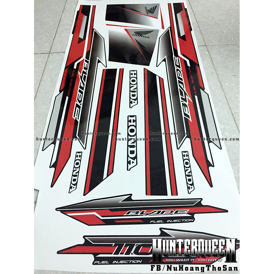 Tem rời xe Blade 110 đời 2017, dán xe đen. Decal tem chế đẹp, chất lượng cao. Sắc nét, bền màu