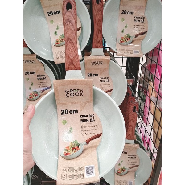 Chảo Đúc men Đá Chống dính Greencook 20cm