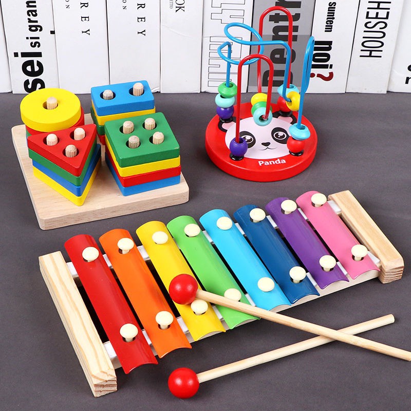 Combo 6 món đồ chơi gỗ lắp ráp ghép xếp mô hình khối, đồ chơi trẻ em cho bé gái, trai thông minh phát triển trí tuệ