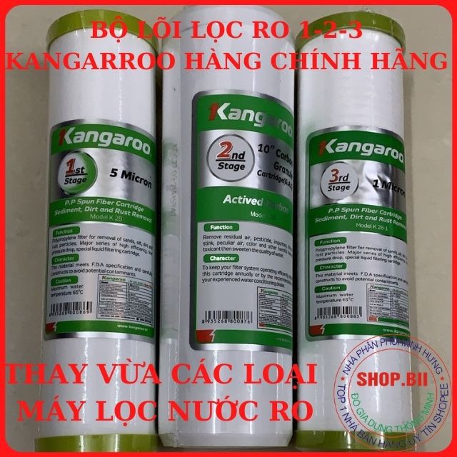 Bộ Lõi Lọc Nước RO 1-2-3 Kangaroo Hàng Chính Hãng Giá Rẻ, Lắp Vừa Cho Tất Cả Các Loại Máy Lọc Nước Ro.