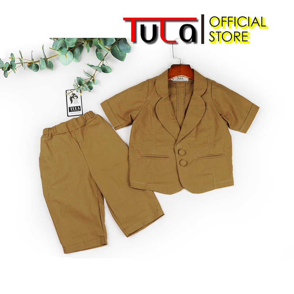 Bộ Vest Cho Bé Gái Màu Vàng Vải Linen Hàn Quốc Cực Yêu
