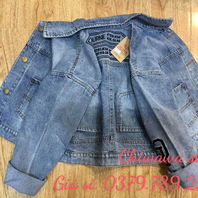 Áo khoác jean nữ xanh nhạt form lững BB dưới 58Kg BerlinMelburn hàng loại 1