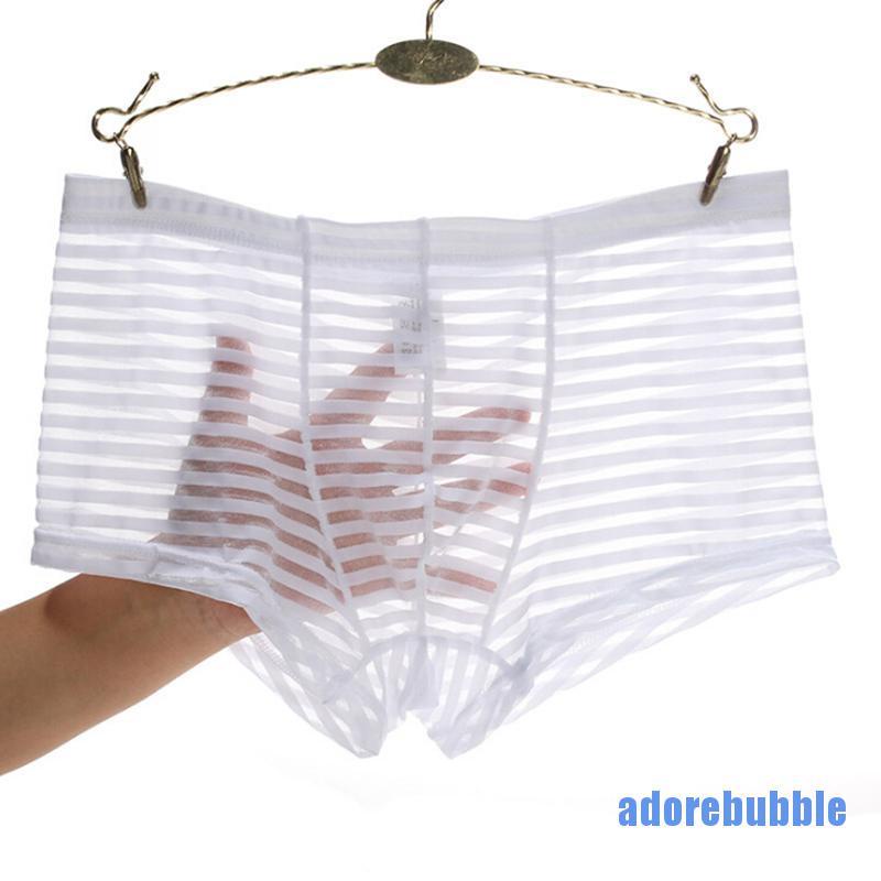 Quần lót boxer kẻ sọc siêu mỏng xuyên thấu cho nam 0610