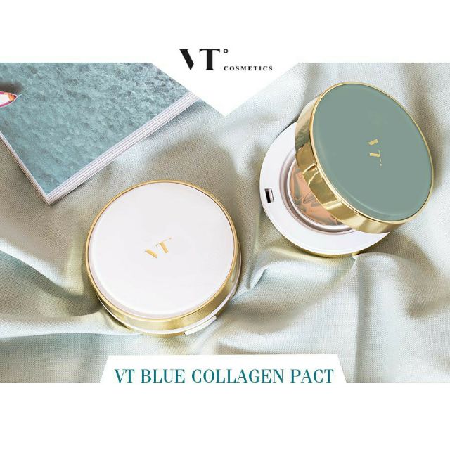 Phấn trang điểm VT BLUE COLLAGEN PACT có khả năng chống nắng cực đại lên đến SPF 50+ và PA+++