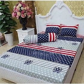 Bộ Ga Gối Cotton Poly Mẫu CỜ MỸ CHẤM BI