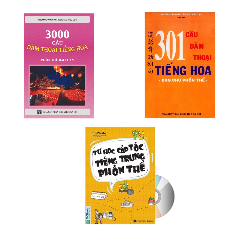 Sách-Combo: 3000 câu đàm thoại tiếng Hoa+301 Câu Đàm Thoại Tiếng Hoa +Tự học cấp tốc tiếng Trung phồ