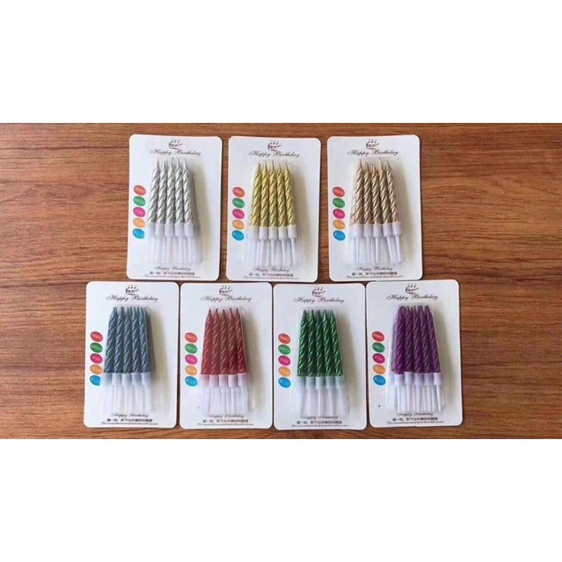 Nến xoắn nhũ( có sẵn màu bạc)-vĩ 10 cây