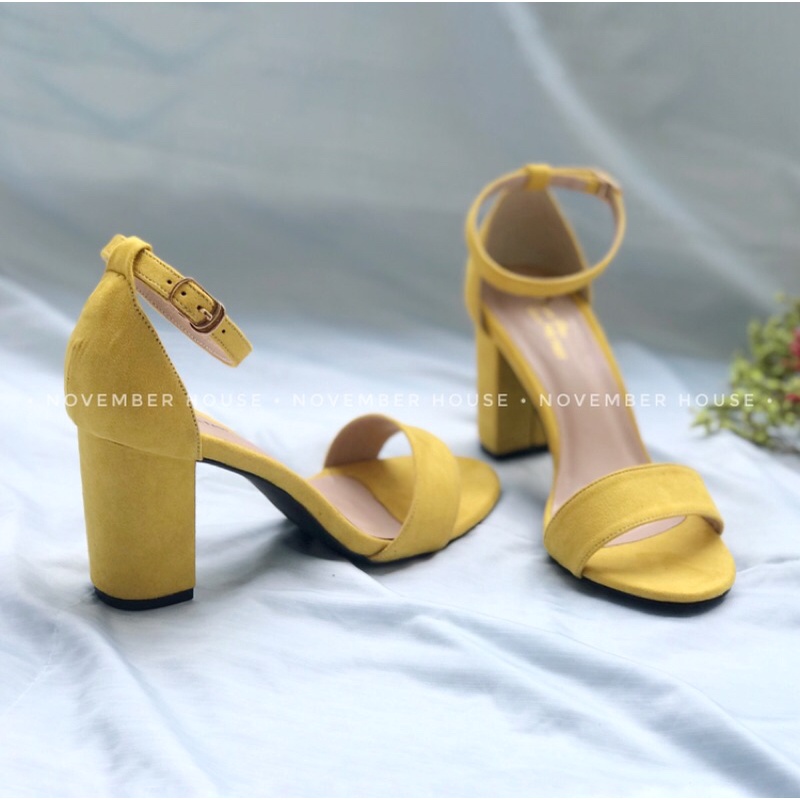 Giày sandal cao gót nữ kiểu dáng gót thô thời trang quai bản ngang đơn giản sành điệu, SD3, Oula Store