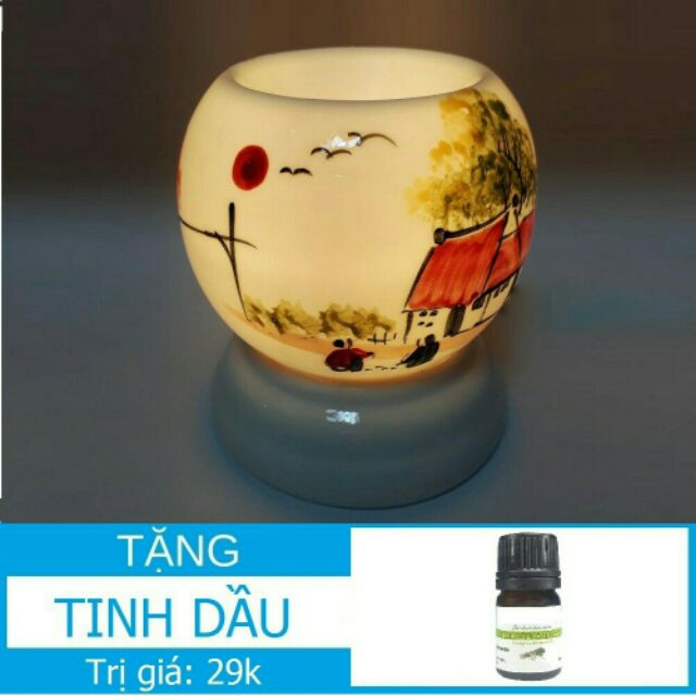 Đèn xông tinh dầu bát tràng hoa văn vẽ tay