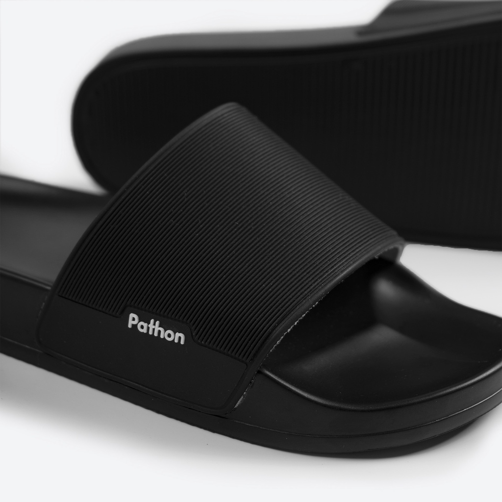 Dép nam nữ quai ngang slipper Pathon quai PVC và đế PU đen quai đen SD23 (Đã nâng cấp qua mẫu đế nhám)