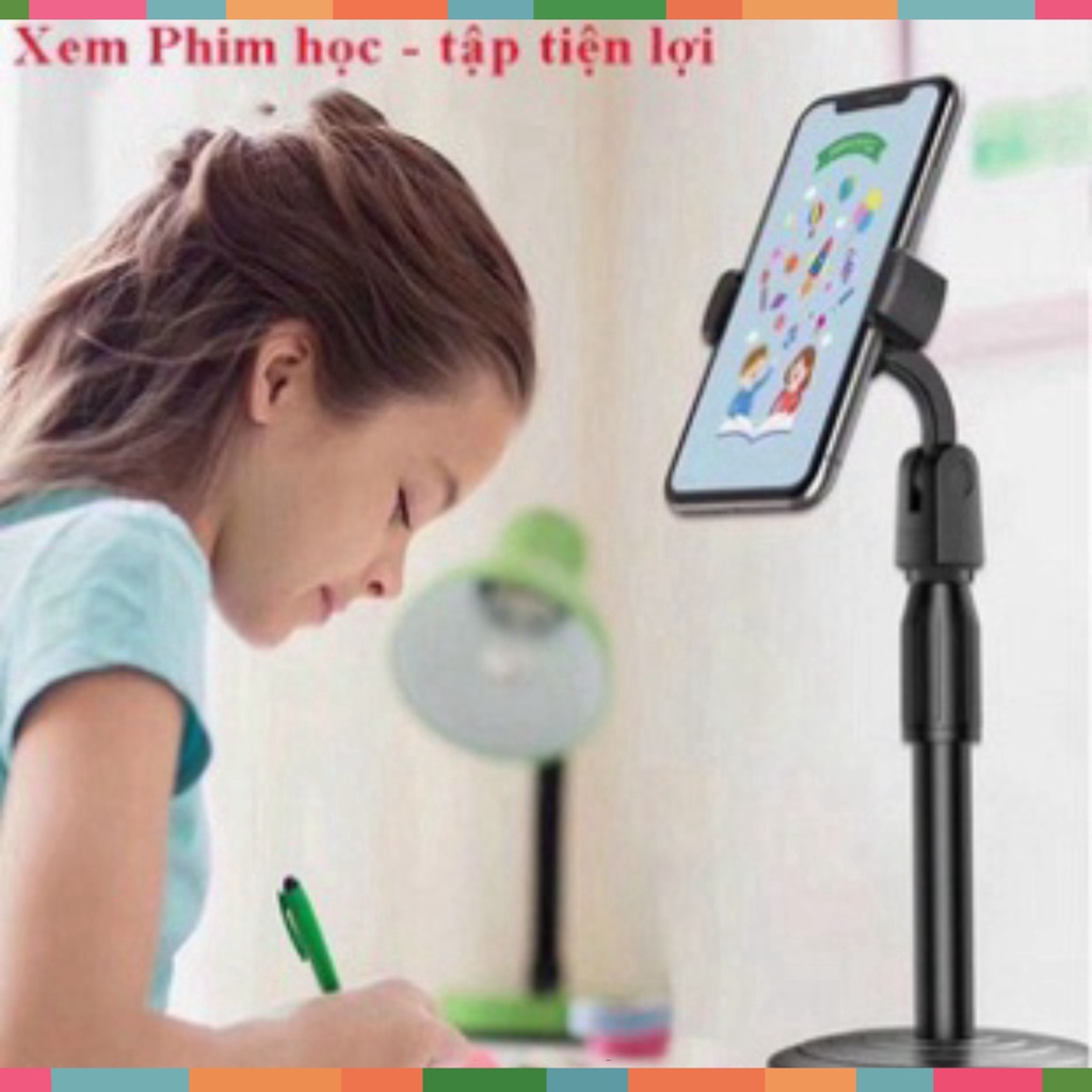 Giá đỡ điện thoại - Chân kẹp điện thoại để bàn livestream, để học, xem videos xoay 360 độ có điều chính được góc nghiêng