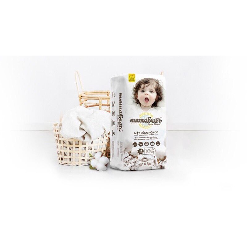 Tã Quần/ Tã Dán Cao Cấp MAMABEAR  S50 M50 L50  XL50  2XL50  3XL50 - Form Bo Mông - Mềm Mại - Thấm Hút Tốt