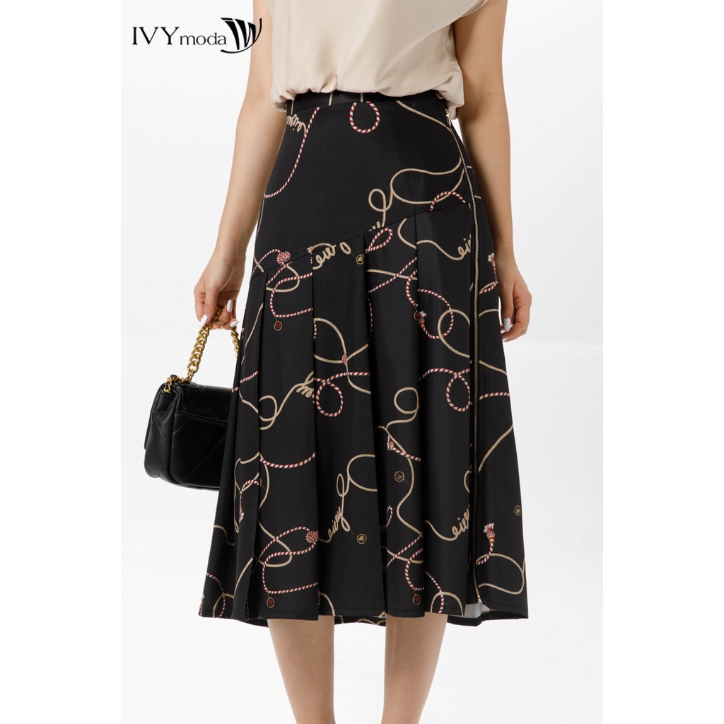 Chân váy trơn xếp ly IVY moda MS 31B9137