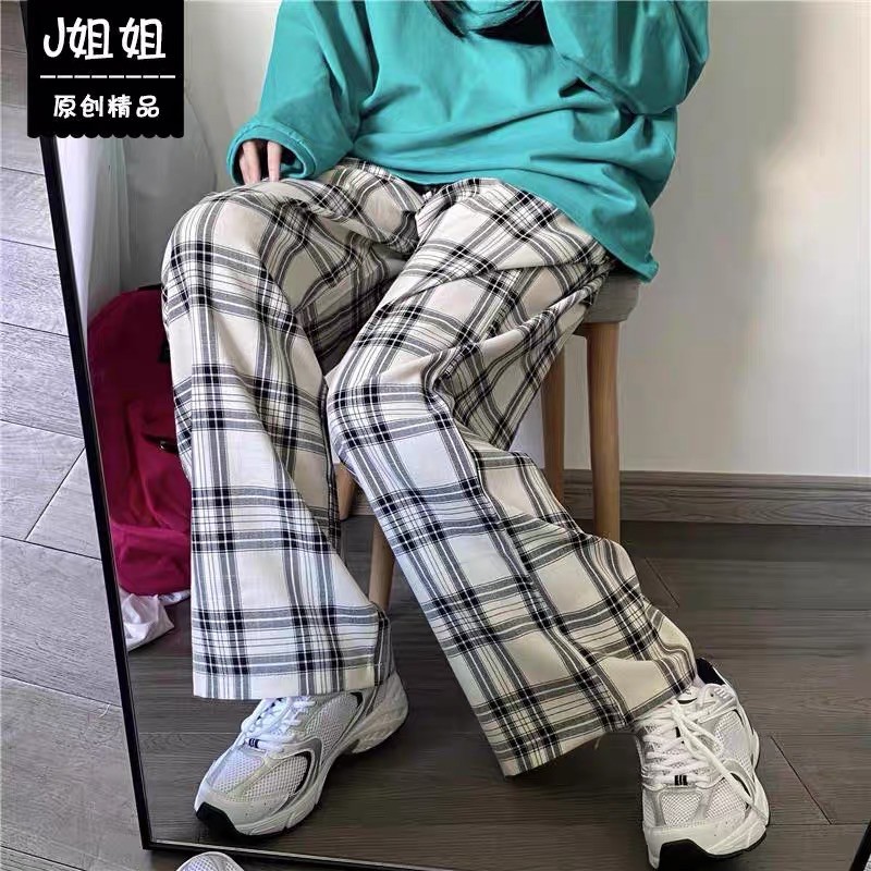 Quần Suông Kẻ Caro Ống Rộng Cúc Trước Chun Sau Ullzzang (ẢNH THẬT) | BigBuy360 - bigbuy360.vn