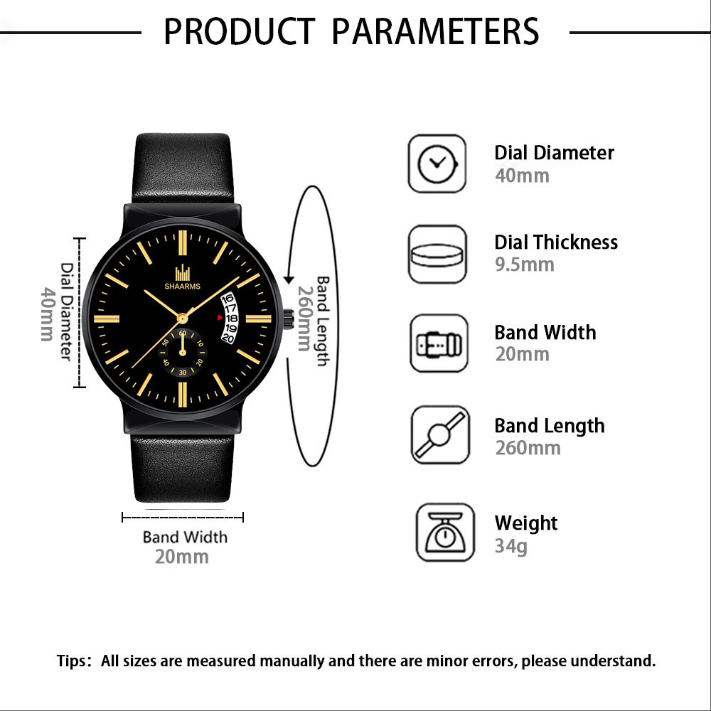 (SIÊU PHẨM) Đồng hồ nam SHAARMS SHA668 doanh nhân đẳng cấp viền thép lịch lãm dây da cao cấp | BigBuy360 - bigbuy360.vn