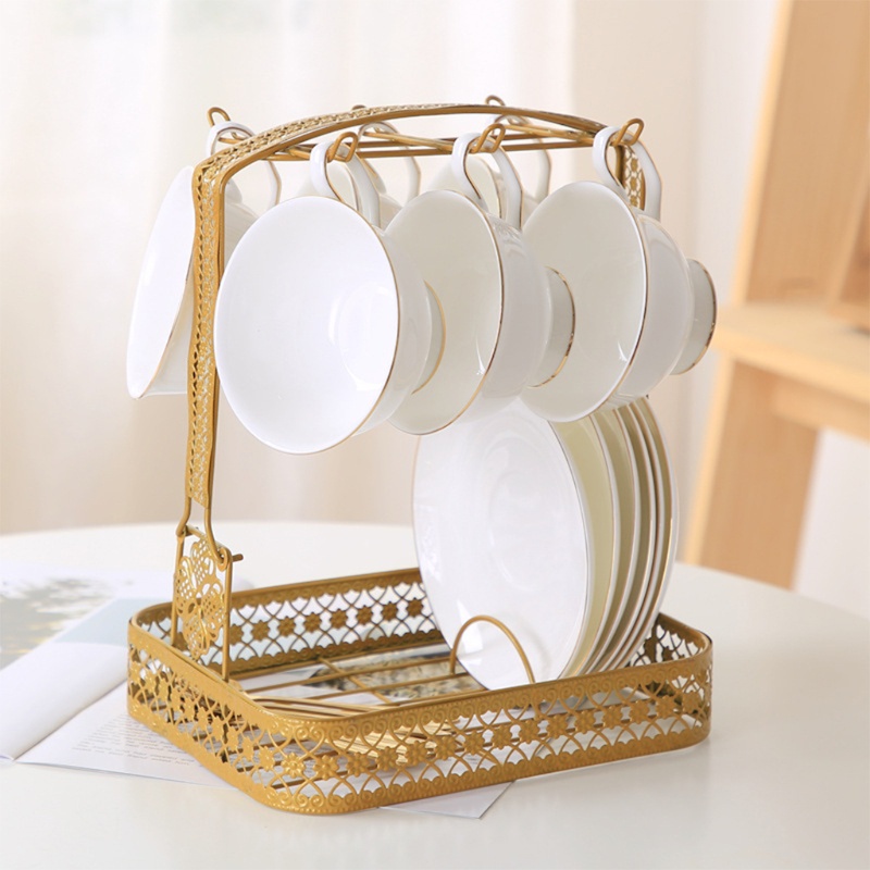 Giá Đỡ Cốc Cà Phê / Đĩa Bằng Sắt Chạm Khắc Độc Đáo Tiện Dụng Cho Nhà Bếp