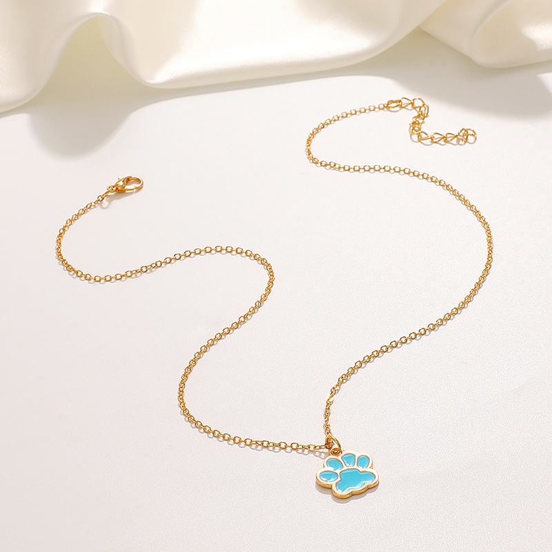 Vòng cổ Mặt Hình Bàn Chân Mèo Nhiều Màu Dễ Thương