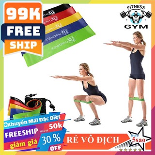 FREESHIP 🎁 Bộ 5 dây đàn hồi mini band tập mông chân ❤️ Dây tập gym [Tặng túi đựng]