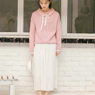 ÁO LEN CỔ ĐỨC THẮT NƠ HÀN QUỐC