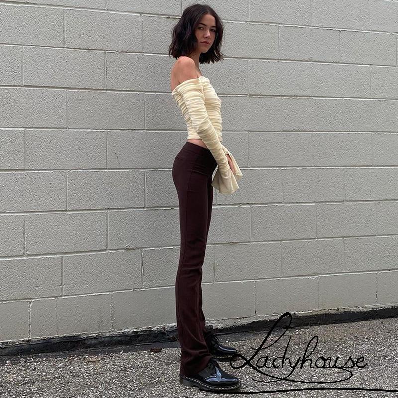 Áo Croptop Trễ Vai Phối Lưới Tay Loe Màu Sắc Trơn Thời Trang Cho Nữ