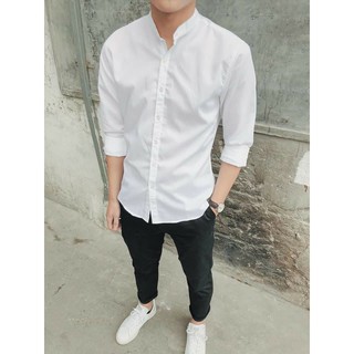 Áo sơ mi cổ trụ nam cao cấp