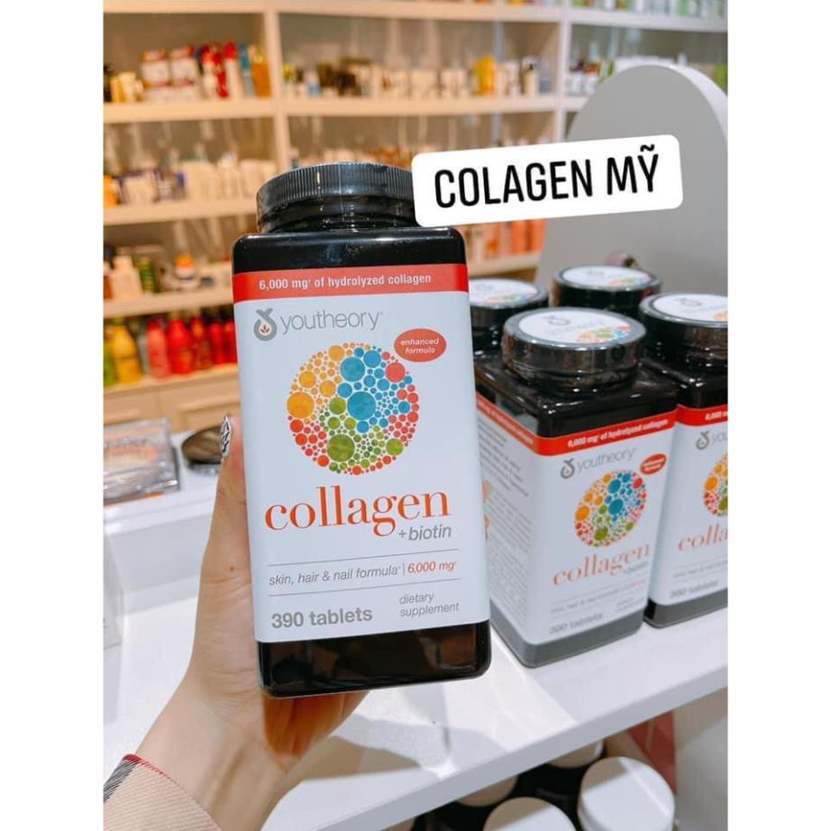 Viên Uống Đẹp Da Collagen Biotin Youtheory 390 viên Mỹ