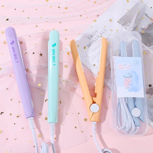 Máy ép tóc mini cầm tay cute nhỏ gọn tiện dụng làm thẳng tóc, tạo xoăn, có hộp đựng, giá rẻ tiện dụng
