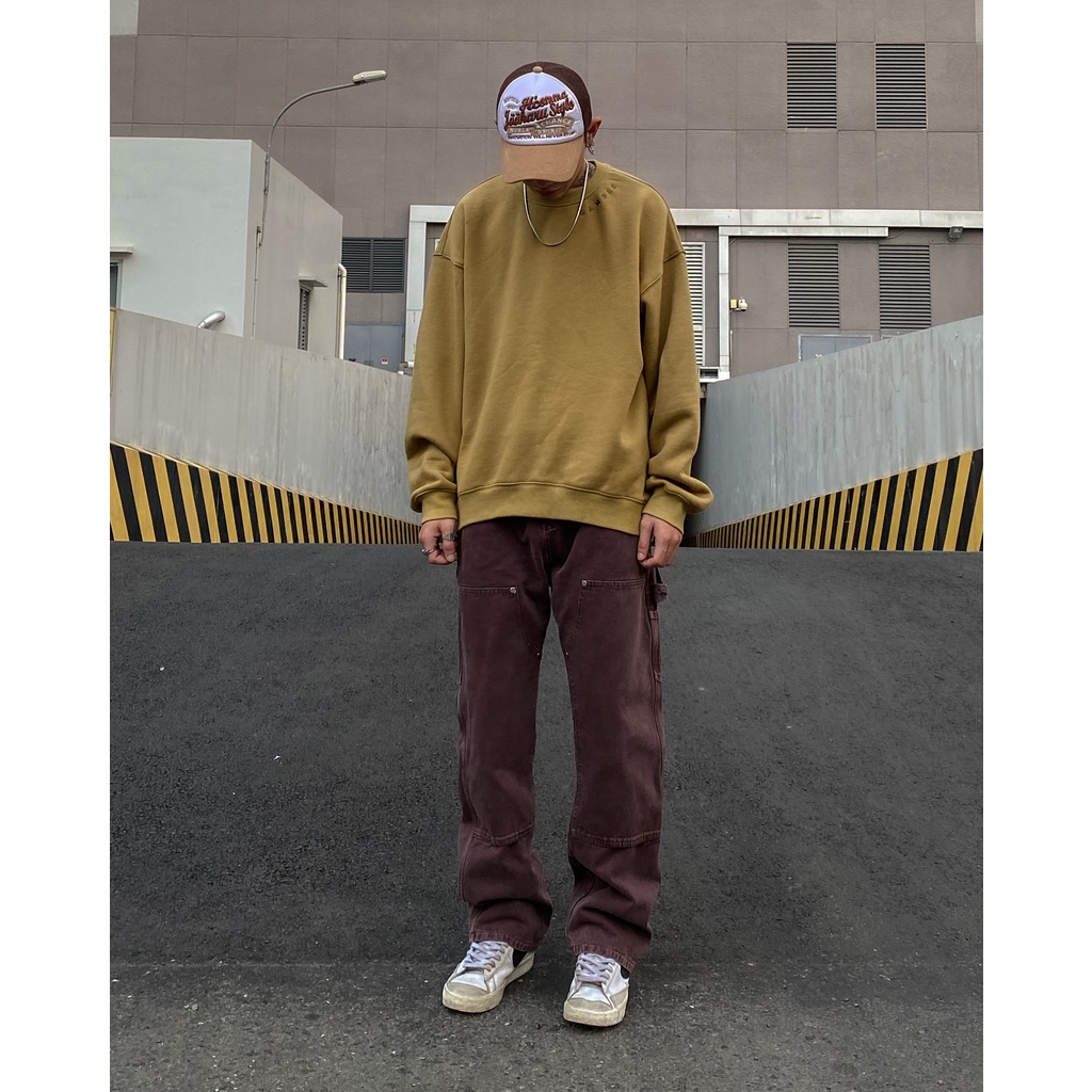 Quần Vải Jeans "DOUBLE KNEE VINTAGE" Maroon/Mocha/Brown/Black Ống Suông Form Regular Chất Liệu Vải Dày Dặn Vải Đẹp 100%