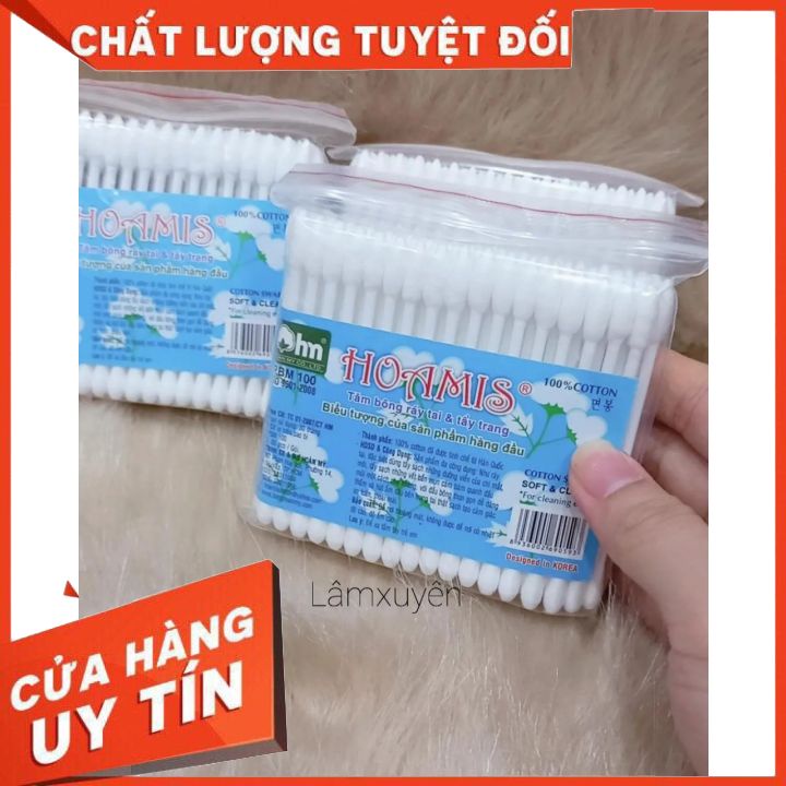 Bông tăm tiệt trùng HOAMIS  nhỏ gọn nhựa mềm trơn