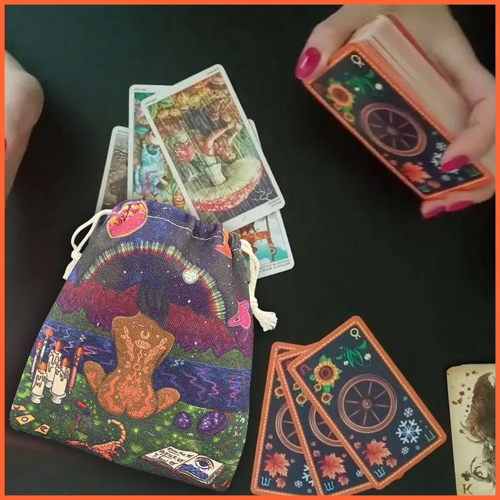 Túi Nhung Dây Rút Đựng Thẻ Bài Tarot In Họa Tiết Nàng Tiên Xinh Xắn