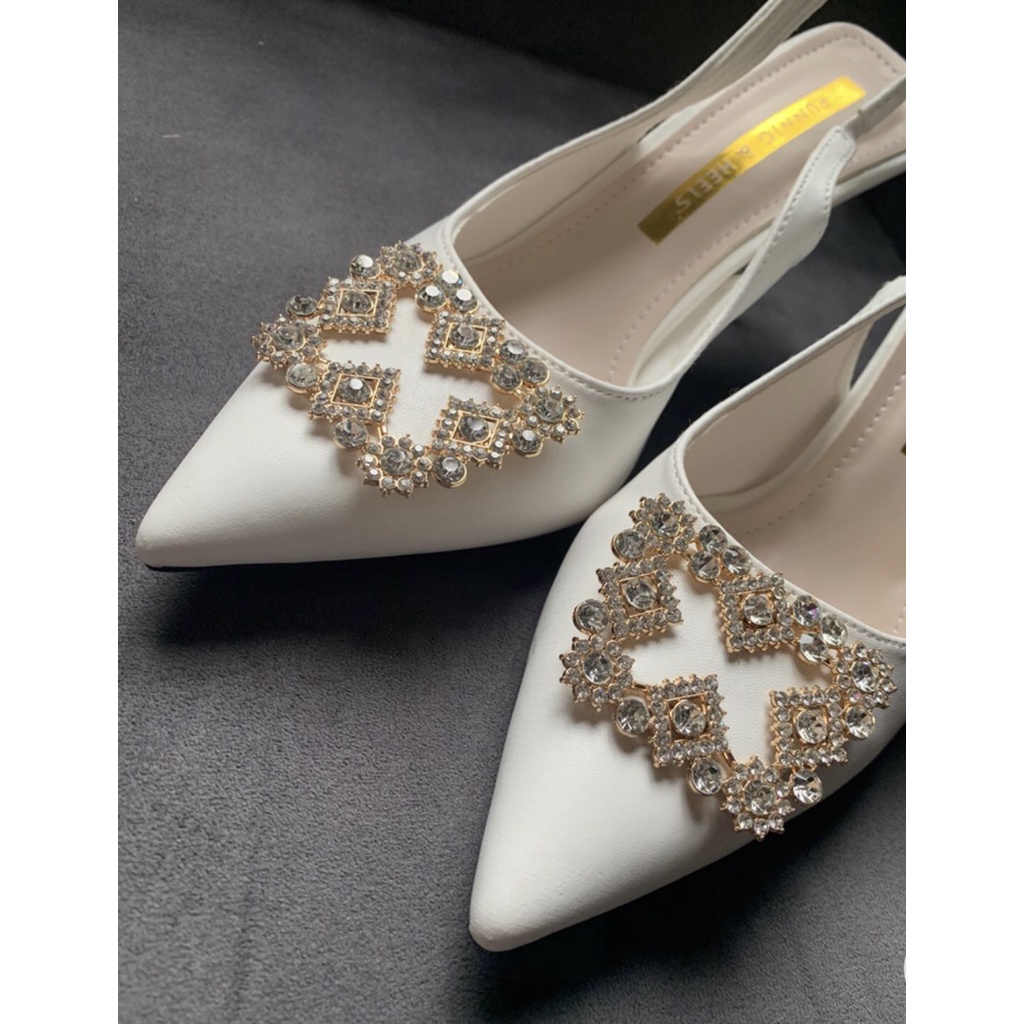 Giày sandal nữ, giày cao gót mũi nhọn chất da phốt với đá quai thun đế 5p đi êm chân -K2