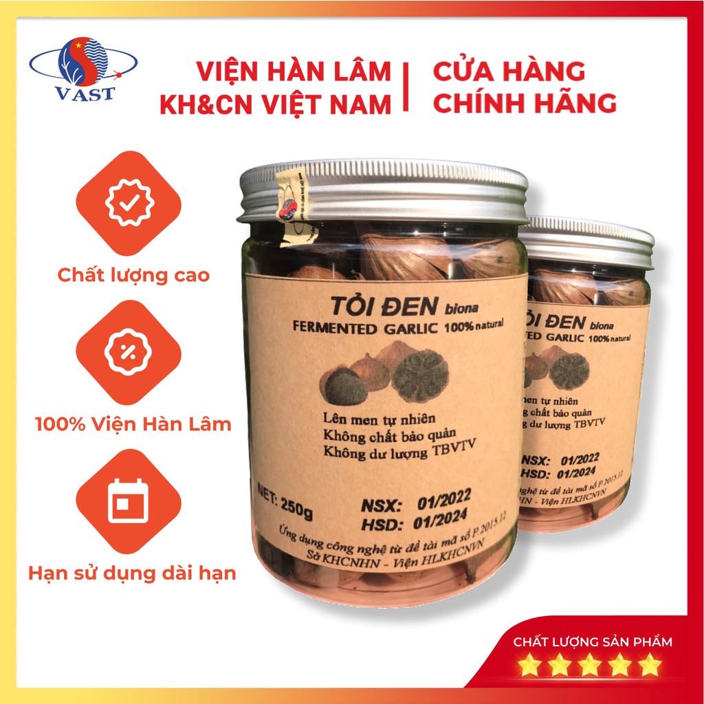 Tỏi Đen Cô Đơn Tăng Sức Đề Kháng, Tốt Cho Tiêu Hoá DẺO NGỌT KHÔNG ĐẮNG 250G - Sản Phẩm của Viện Hàn Lâm KH&CN Việt Nam