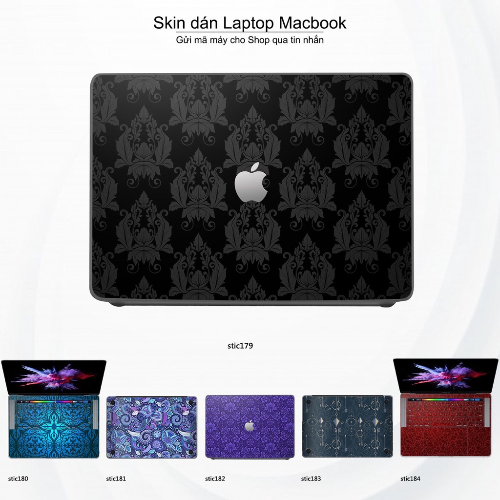 Skin dán Macbook mẫu Hoa văn sticker (đã cắt sẵn, inbox mã máy cho shop)