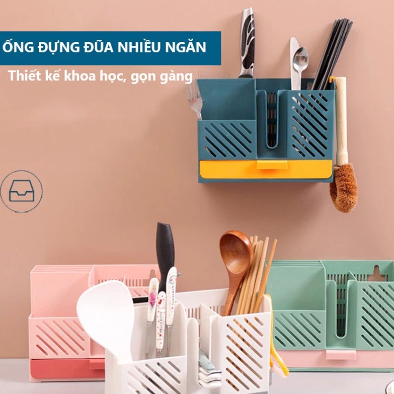 Kệ Đựng Muỗng Đũa Treo Tường Nhà Bếp Có Đế Hứng Nước Tiện Dụng