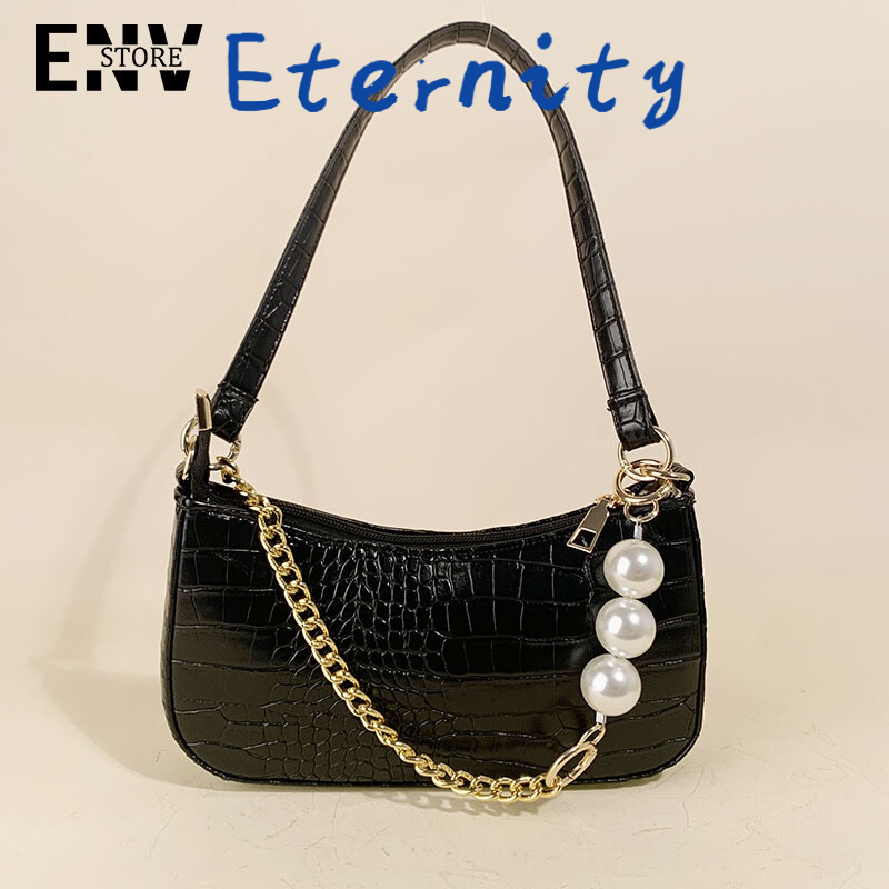 Túi Xách Nữ Vân Da Cá Sấu Đính Ngọc Trai Phong Cách Hàn Quốc Mới