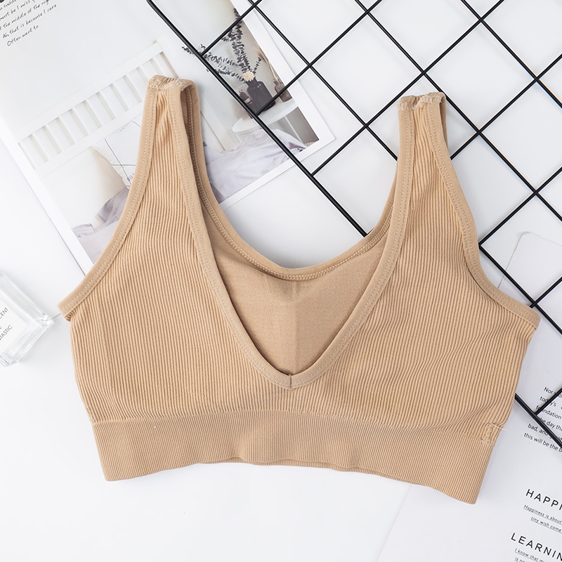 Áo Ngực Thể Thao Không Gọng Không Đường May Có Đệm Lót Lưng Chữ V Gợi Cảm Cho Nữ