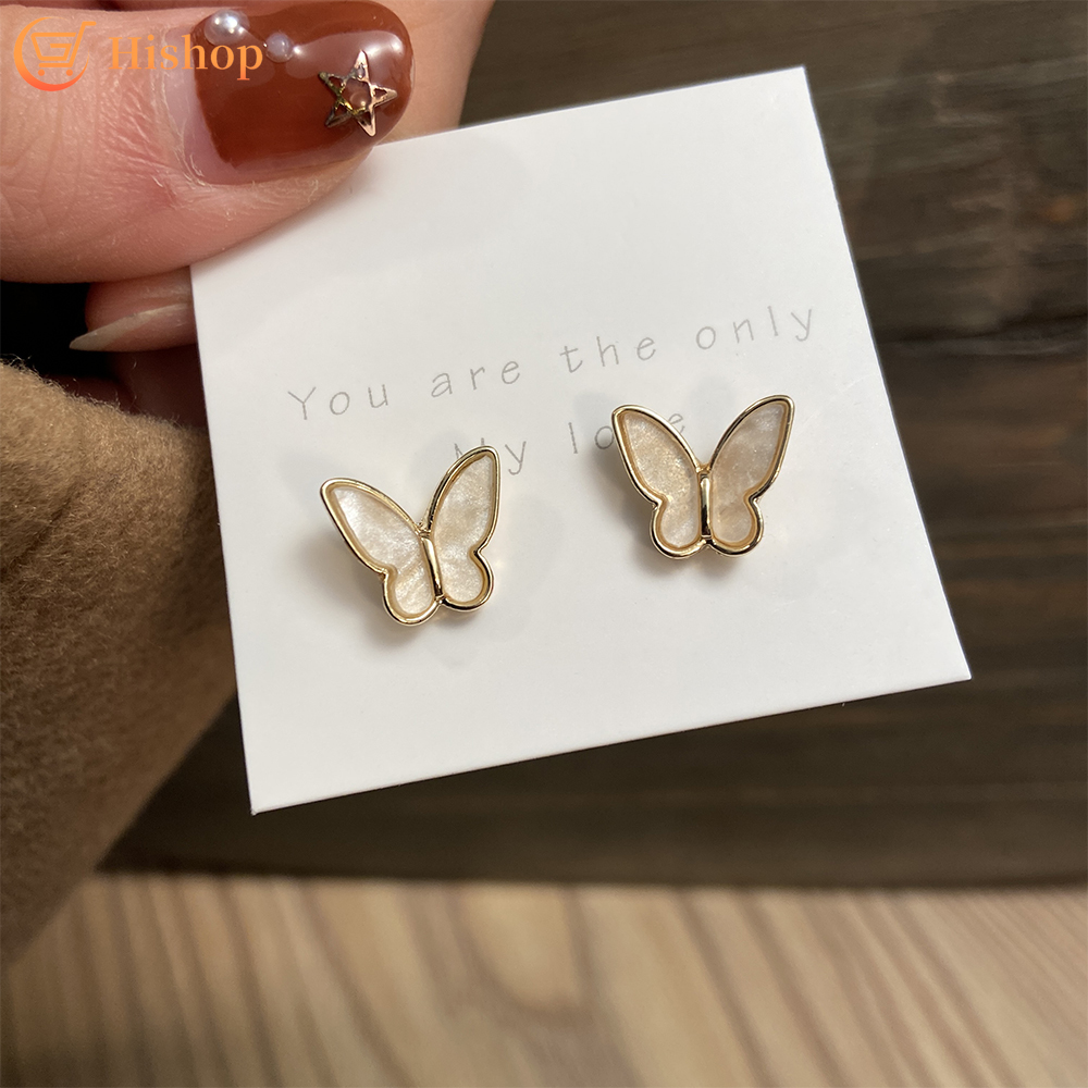 Đôi Bông Tai Mạ Bạc 925 Hình Bướm Xinh Xắn Cho Nữ