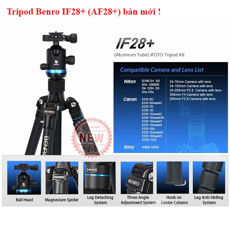 chân máy ảnh Tripod Benro AF28+ (IF28+) bản 2021