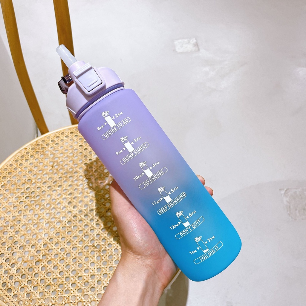 Bình Đựng Nước 1000ML Thiết Kế Nhỏ Gọn Màu Gradient 1 Lít