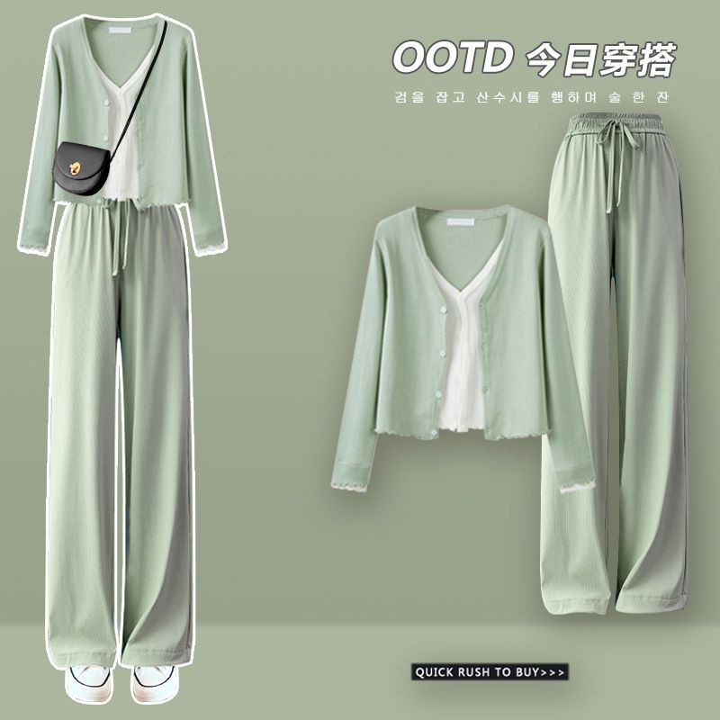 Set Đồ Hai Mảnh Áo Khoác Ngoài Phối Quần Dài Ống Rộng Phong Cách Hàn Quốc Thời Trang Mùa Thu 2022 Mới Cho Nữ