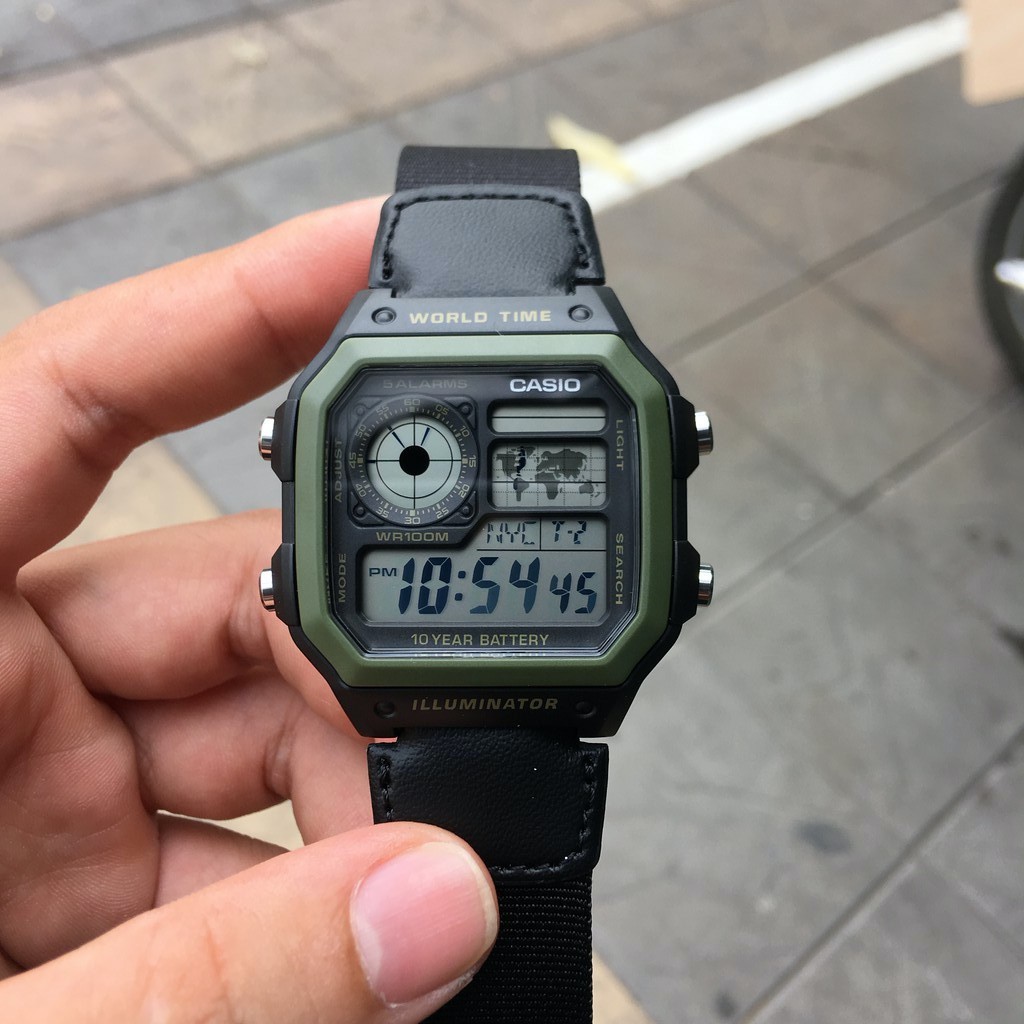Đồng hồ nam dây vải Casio Anh Khuê AE-1200WHB-1BVDF