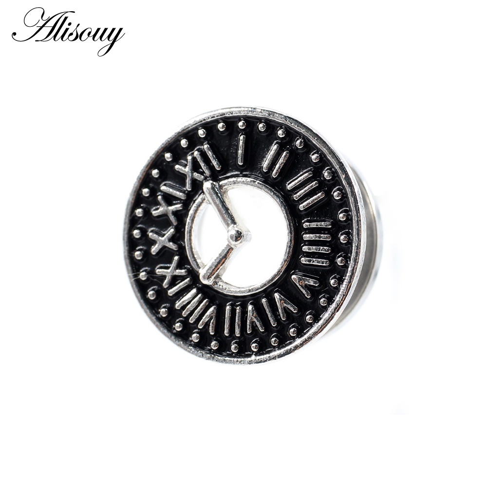 Bộ 2 Khuyên Nong Tai Bằng Thép Không Gỉ Hình Hoa / Mặt Trăng / Đồng Hồ / Ngôi Sao