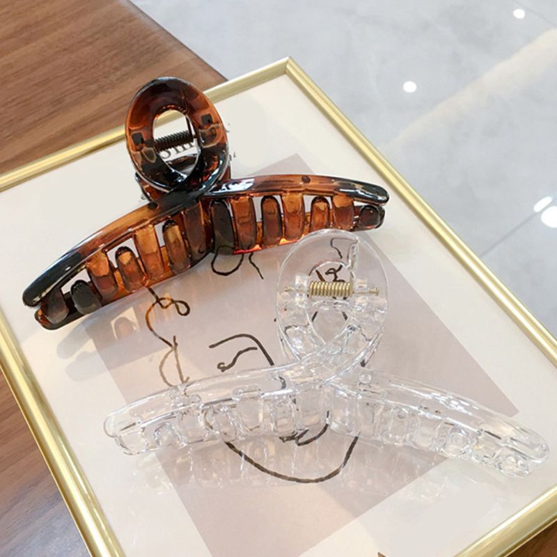 Kẹp Tóc Đuôi Ngựa Bằng Nhựa Trong Suốt Chống Trượt Màu Hổ Phách Phong Cách Hàn Quốc Cho Nữ