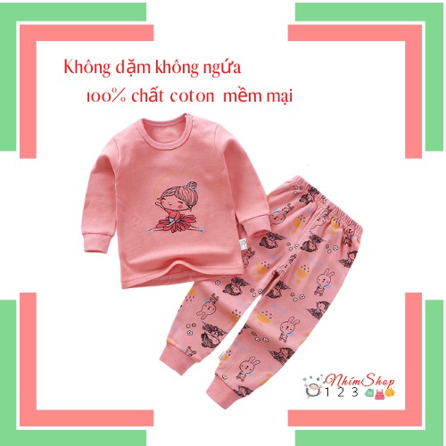 Bộ quần áo thu đông dài tay cho bé gái từ 1 đến 4 tuổi chất cotton siêu mềm mịn, giá rẻ, họa tiết dễ thương